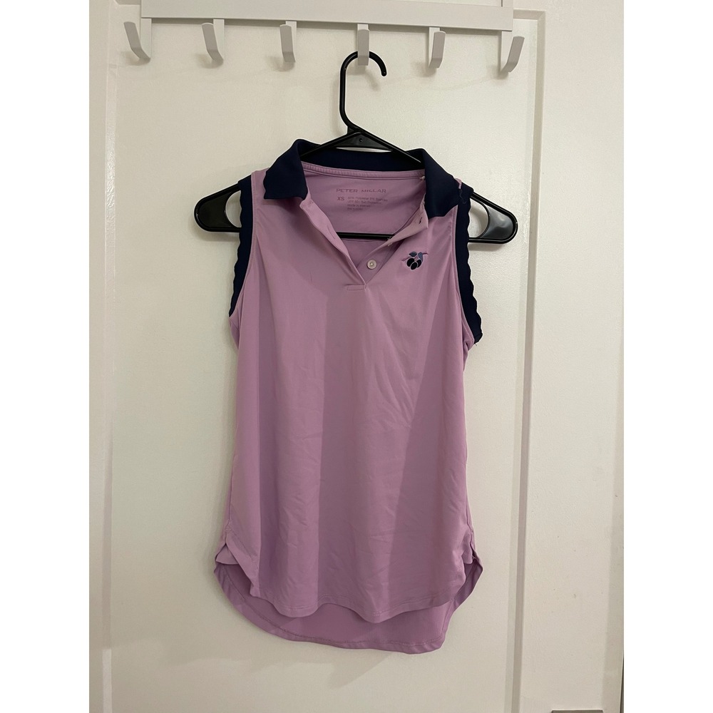 Peter‎ Millar Golf Purple Blouse Collared Preppy Sporty Luxury Tennis